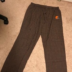 Cleveland Browns sleep pants; size L; brown/orange